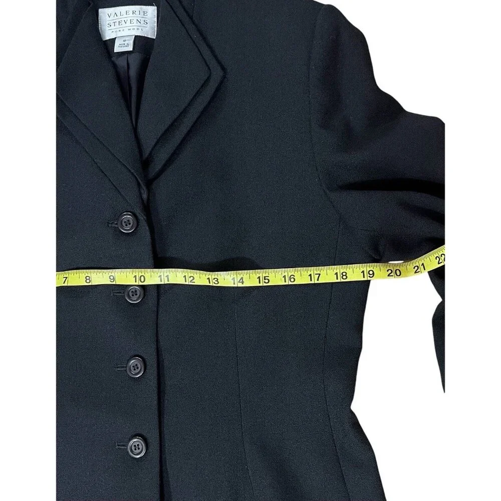 Valerie Stevens Women Wool Blazer Jacket Size 10 Black Buttons - Picture 9 of 10